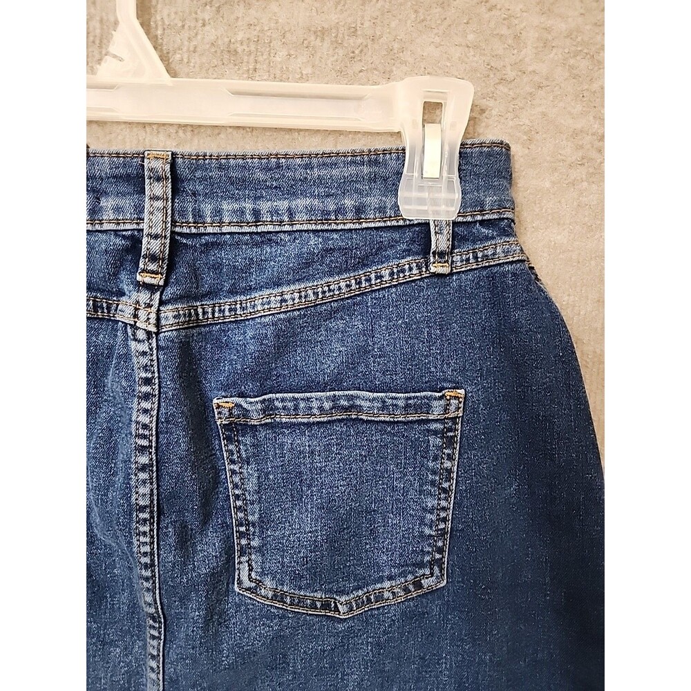 Simply Vera Wang Two-Tone Denim Skirt Womens Small Petite Blue Front Slit NEW - Picture 8 of 11